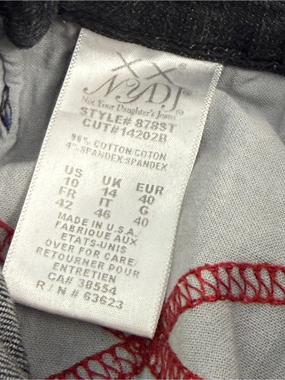 NYDJ Black Wash Straight Leg Jeans Size 10 Lift Tuck Technology USA